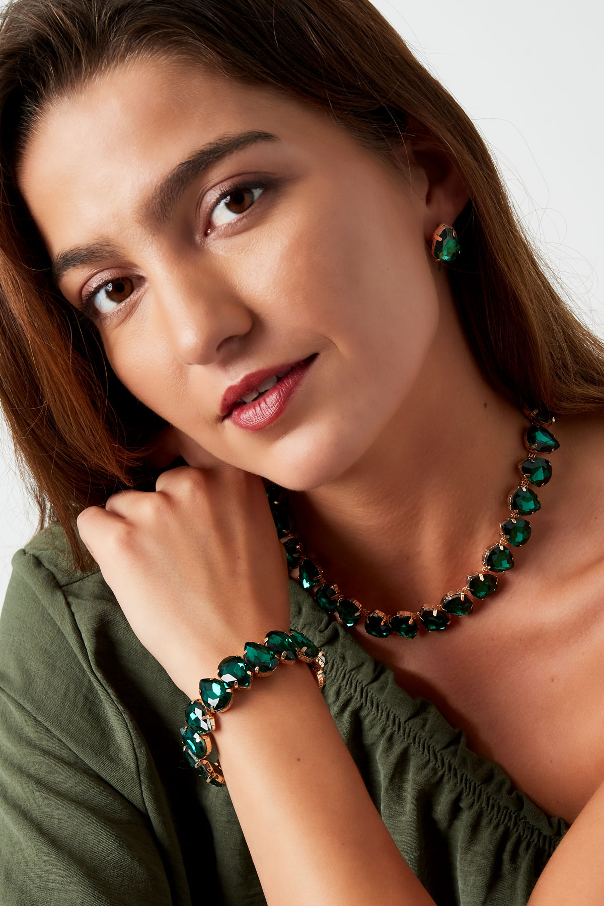 Collar perlas grandes - verde h5 Imagen3
